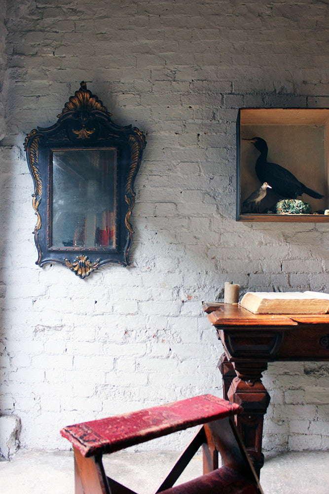 A Decorative 18thC Painted & Carved Oak Wall Mirror c.1790