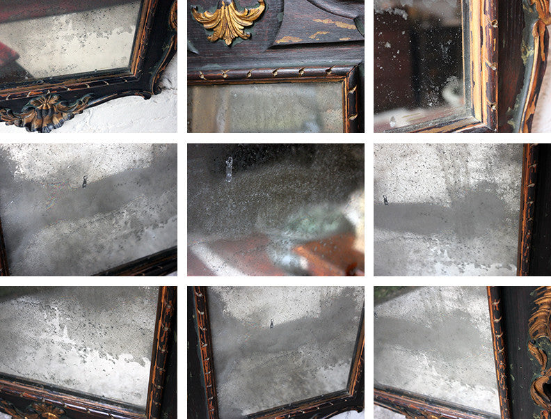 A Decorative 18thC Painted & Carved Oak Wall Mirror c.1790