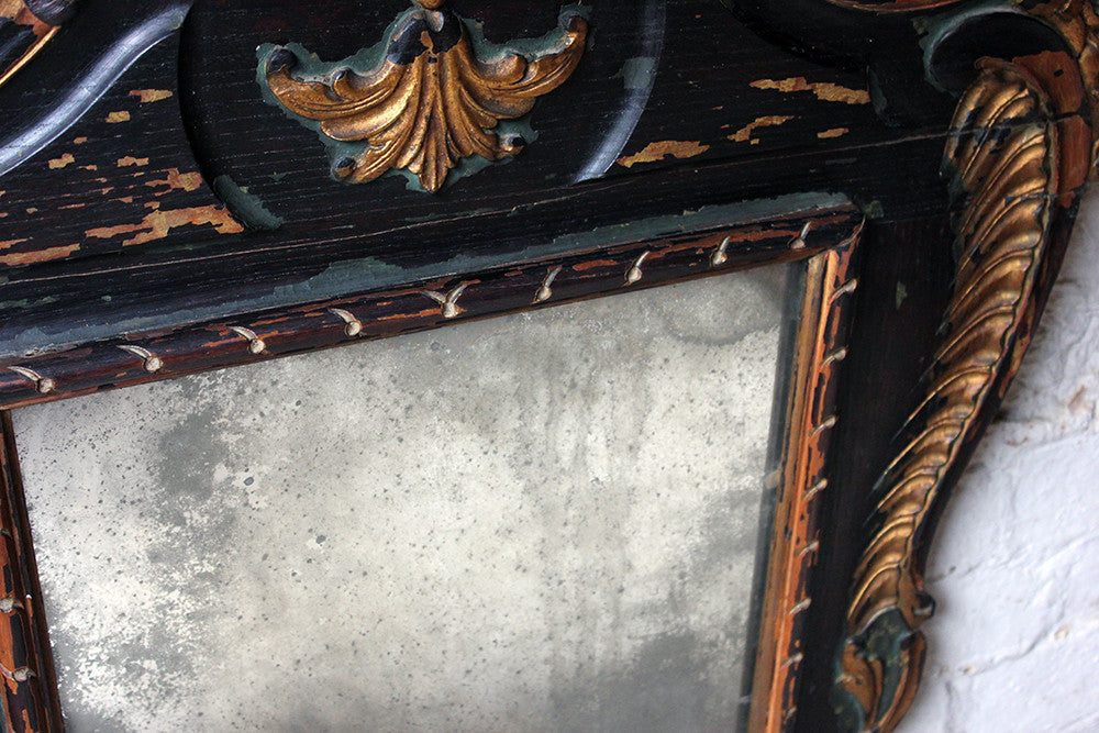 A Decorative 18thC Painted & Carved Oak Wall Mirror c.1790