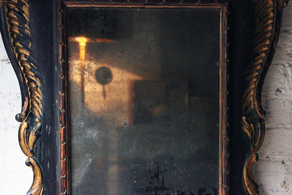 A Decorative 18thC Painted & Carved Oak Wall Mirror c.1790