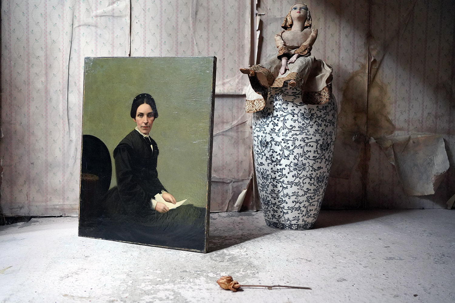 A 19thC Continental School Oil on Canvas Portrait of a Lady c.1860-70