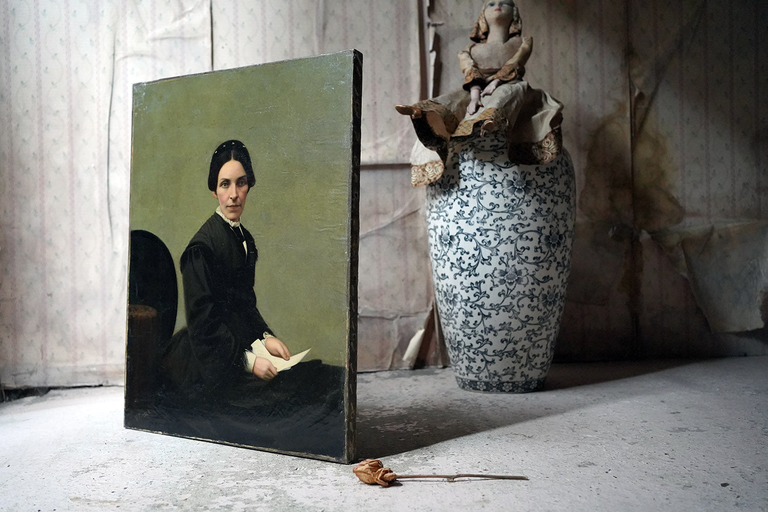 A 19thC Continental School Oil on Canvas Portrait of a Lady c.1860-70