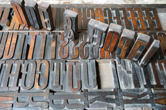 A 19thC Alphabet Tray of Wooden Letterpress Printing Blocks c.1895