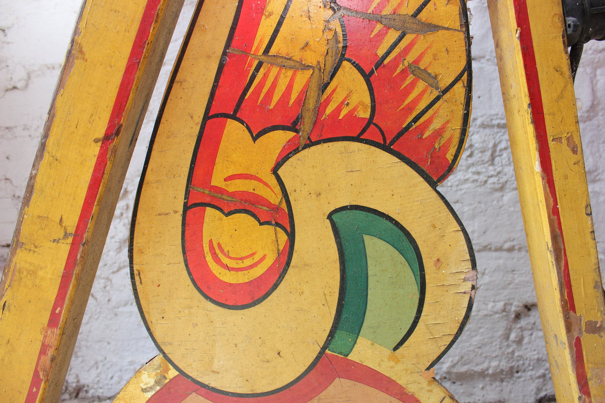 A Fantastic c.1950 Hand Painted Fairground Hoopla Stall Lighting Canopy Bracket Attributed to Fred Fowle