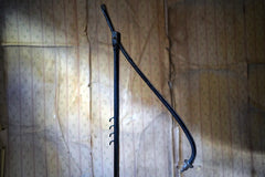 A French Stitched Black Leather Cantilever Adjustable Floor Lamp by Jacques Adnet c.1950