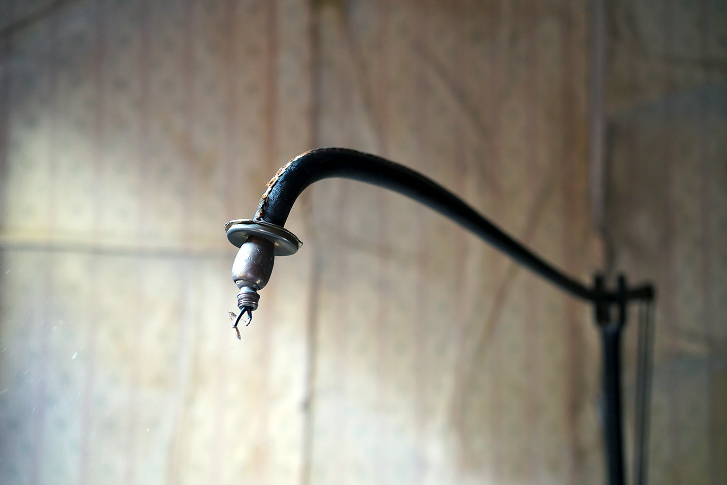 A French Stitched Black Leather Cantilever Adjustable Floor Lamp by Jacques Adnet c.1950