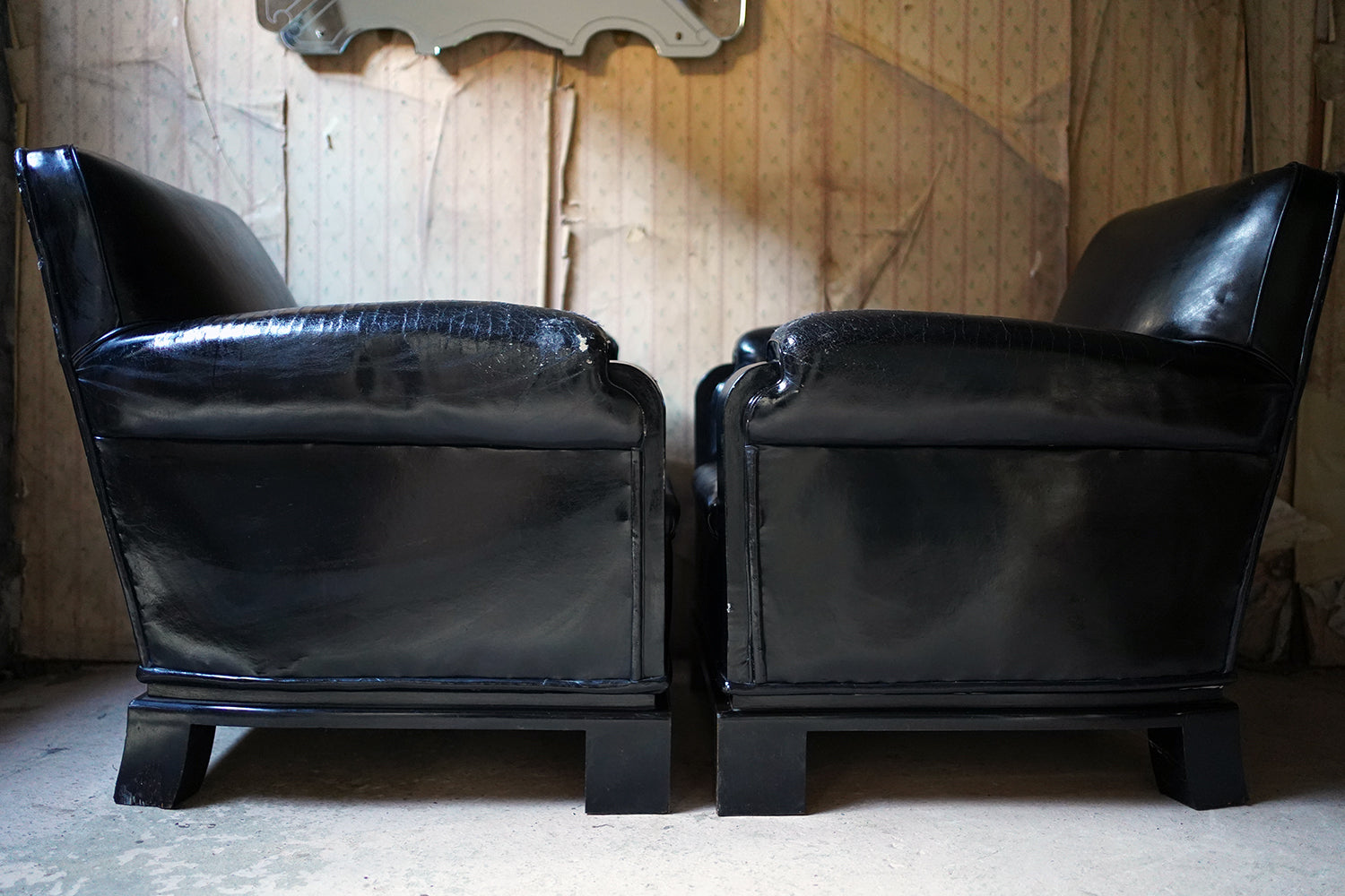 A Good Pair of French Art Deco Period Leather Club Armchairs c.1930