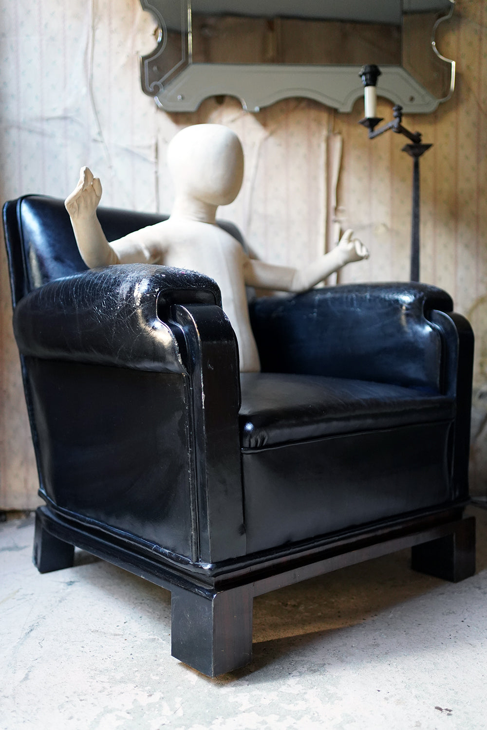 A Good Pair of French Art Deco Period Leather Club Armchairs c.1930