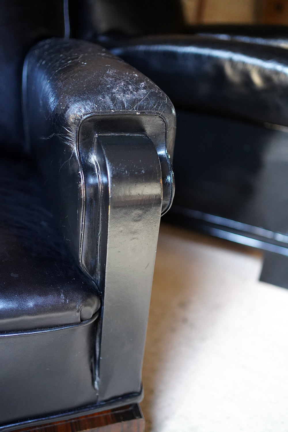 A Good Pair of French Art Deco Period Leather Club Armchairs c.1930