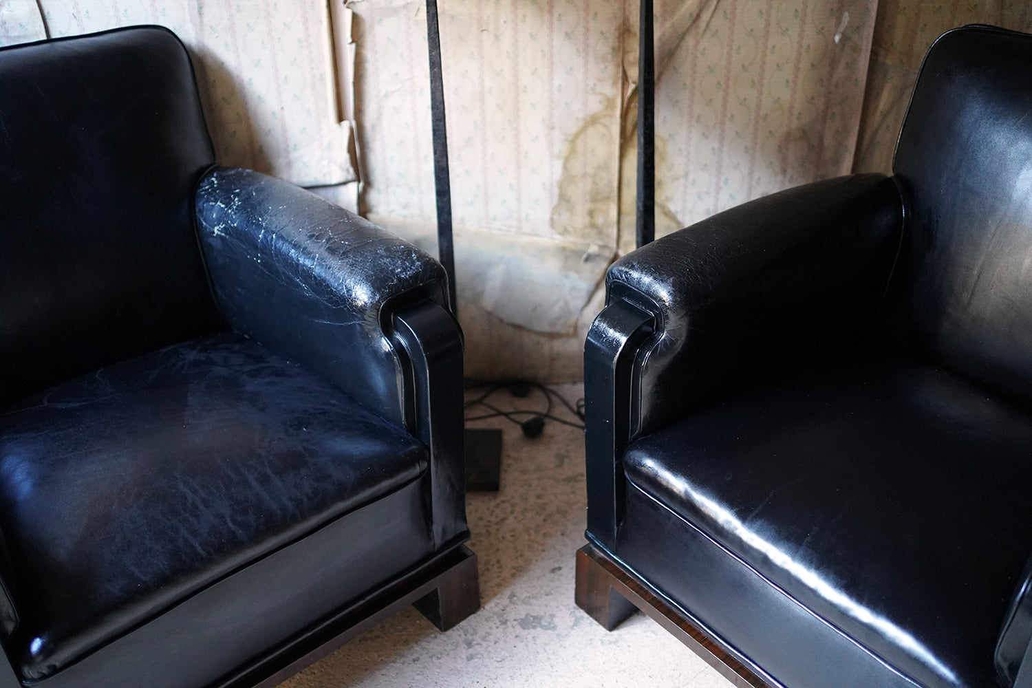 A Good Pair of French Art Deco Period Leather Club Armchairs c.1930
