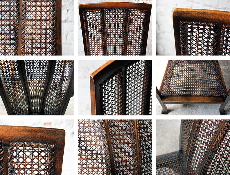 A Good Quality Early 20thC Arts & Crafts Period High-Back Oak & Wicker Upholstered Open Armchair c.1900-15