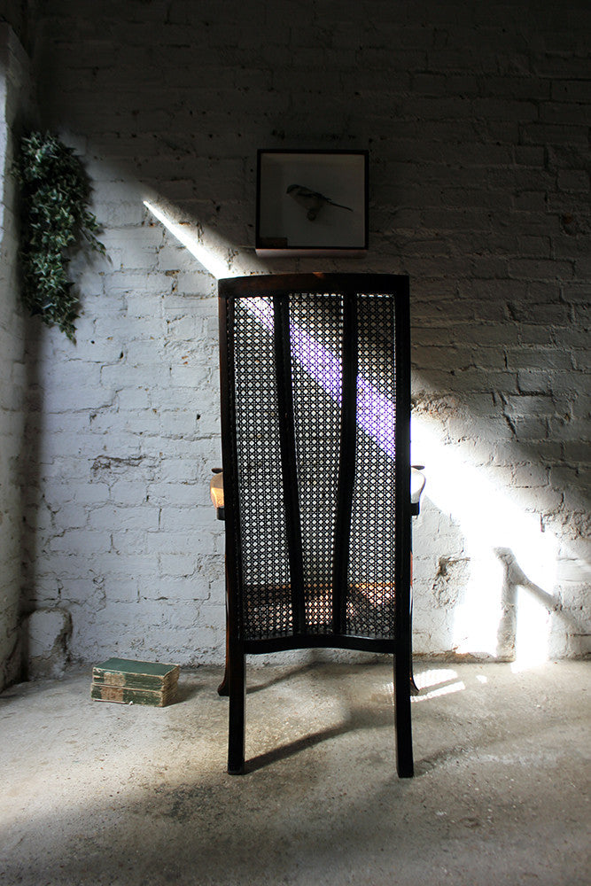 A Good Quality Early 20thC Arts & Crafts Period High-Back Oak & Wicker Upholstered Open Armchair c.1900-15
