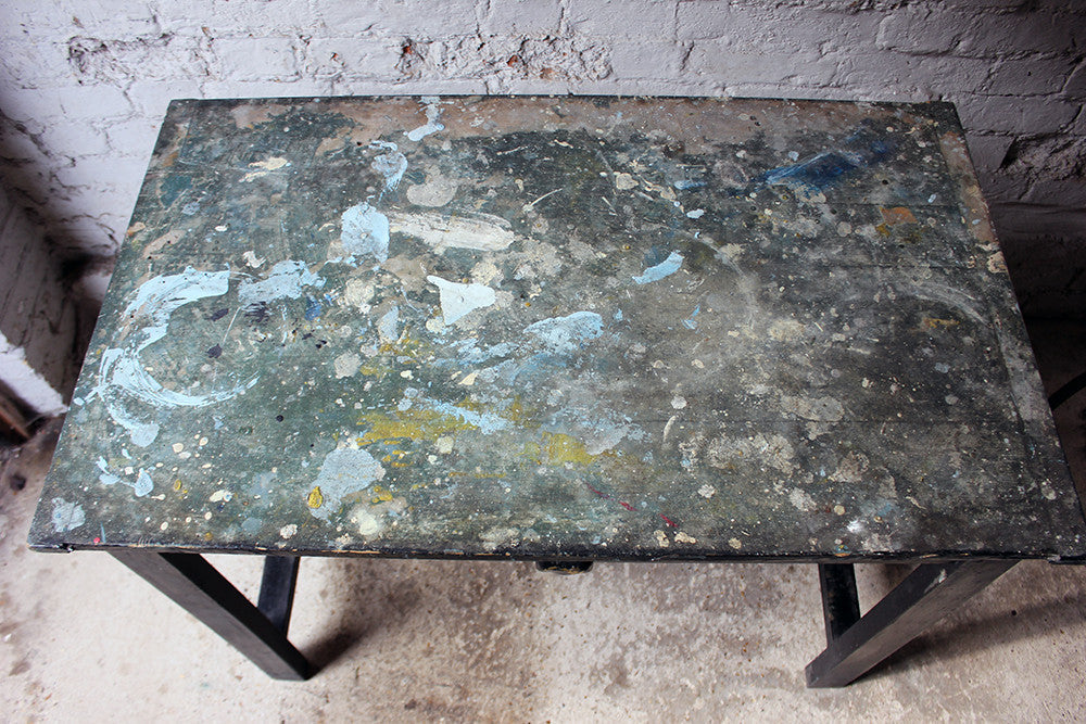 A Fantastic French Early 20thC Painted Pine Artist's Studio Table c.1900-20