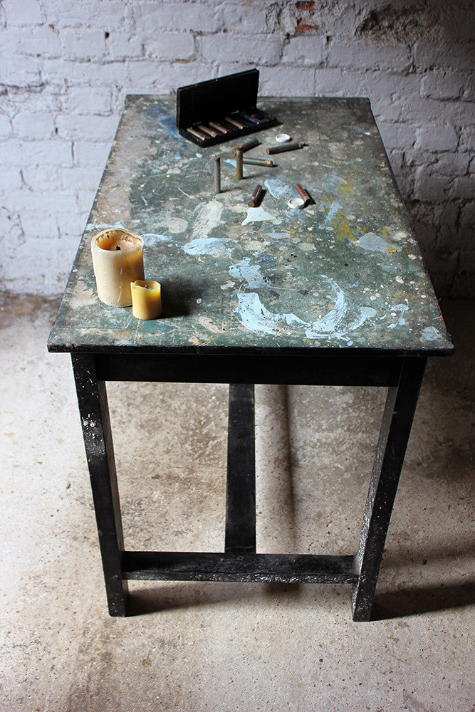 A Fantastic French Early 20thC Painted Pine Artist's Studio Table c.1900-20