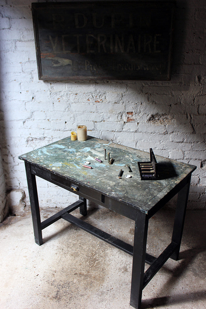 A Fantastic French Early 20thC Painted Pine Artist's Studio Table c.1900-20