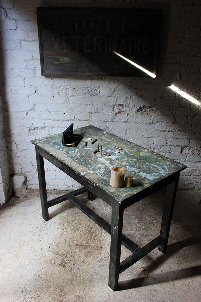 A Fantastic French Early 20thC Painted Pine Artist's Studio Table c.1900-20