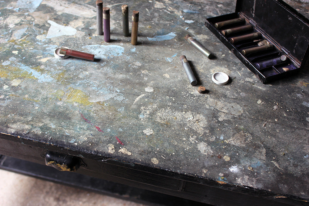 A Fantastic French Early 20thC Painted Pine Artist's Studio Table c.1900-20