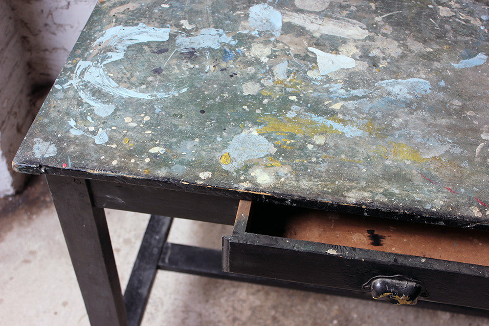 A Fantastic French Early 20thC Painted Pine Artist's Studio Table c.1900-20