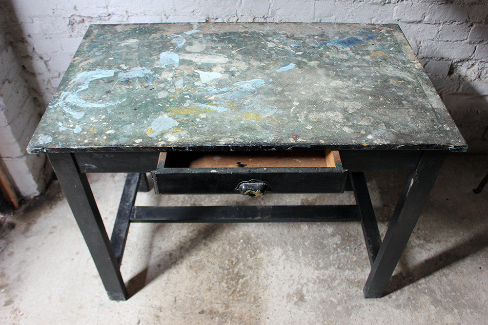 A Fantastic French Early 20thC Painted Pine Artist's Studio Table c.1900-20