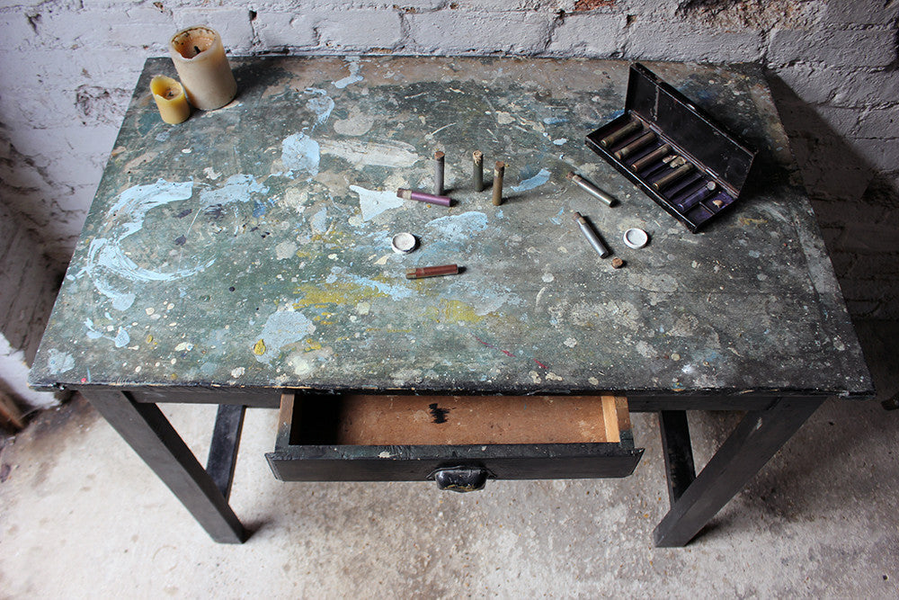 A Fantastic French Early 20thC Painted Pine Artist's Studio Table c.1900-20