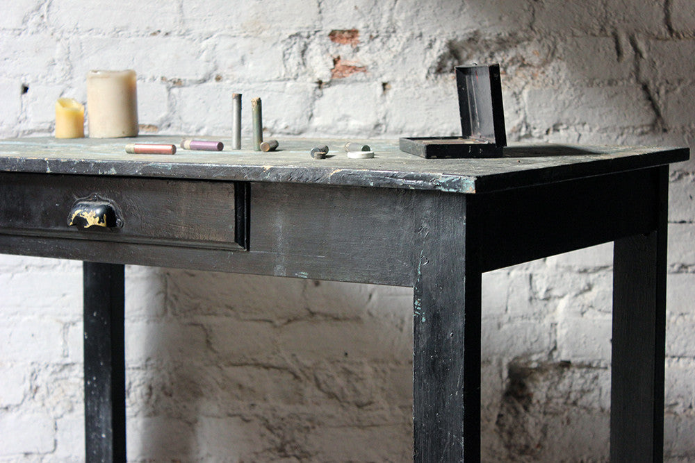 A Fantastic French Early 20thC Painted Pine Artist's Studio Table c.1900-20