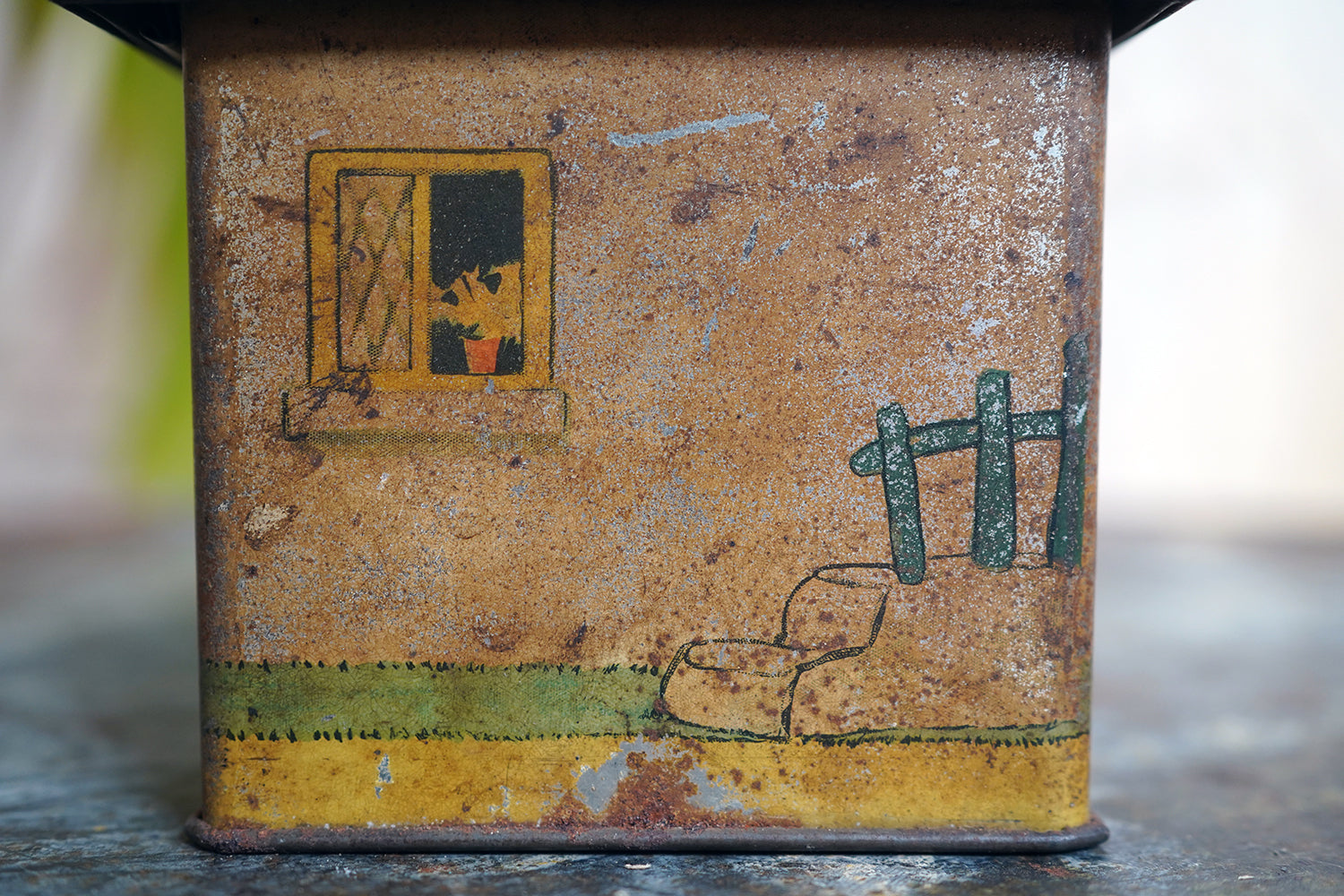 A Charming c.1930s Crawford & Sons Ltd Tin Biscuit Barrel Money Box; 'Bicky House' by Mabel Lucie Attwell
