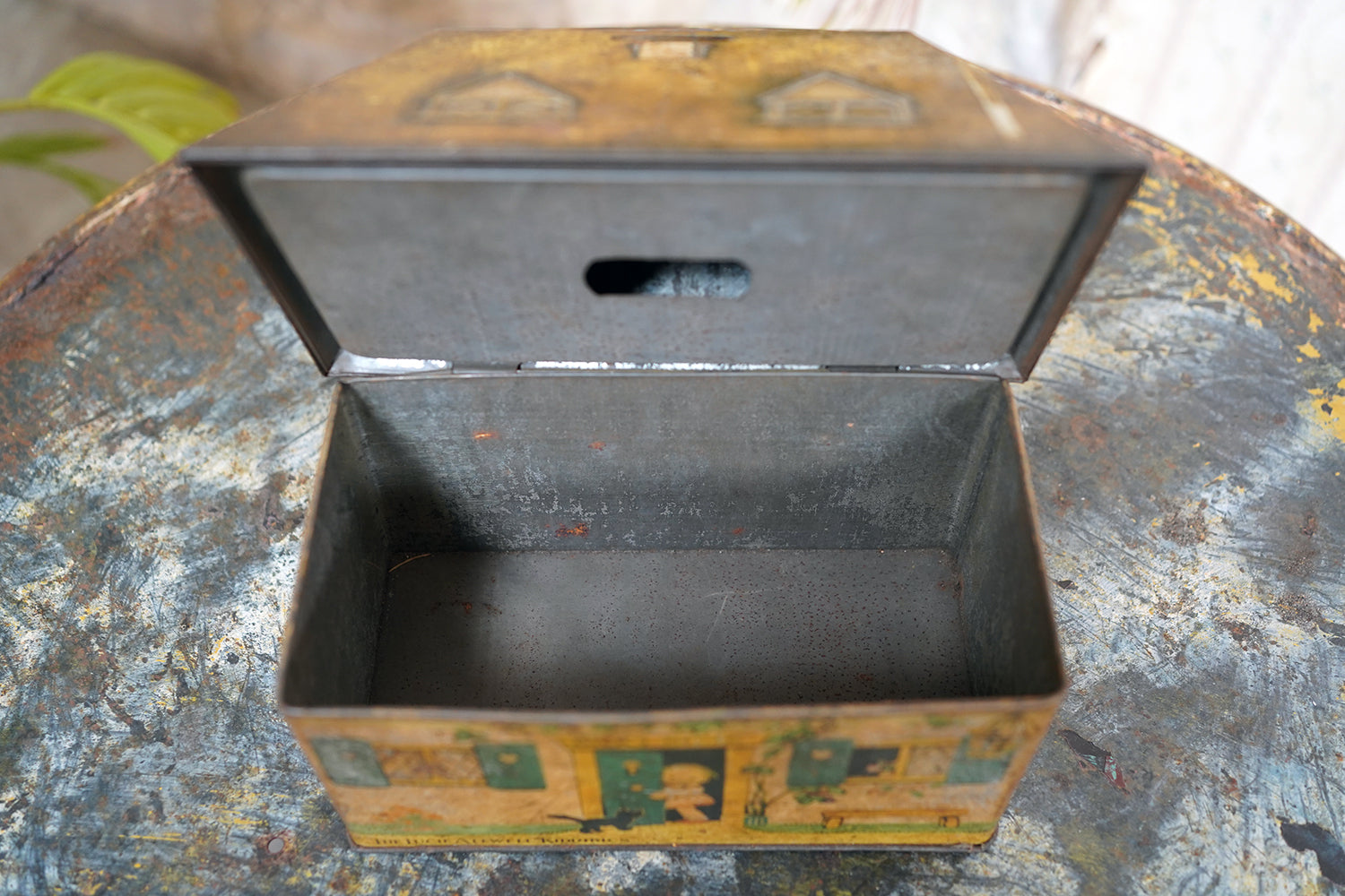 A Charming c.1930s Crawford & Sons Ltd Tin Biscuit Barrel Money Box; 'Bicky House' by Mabel Lucie Attwell
