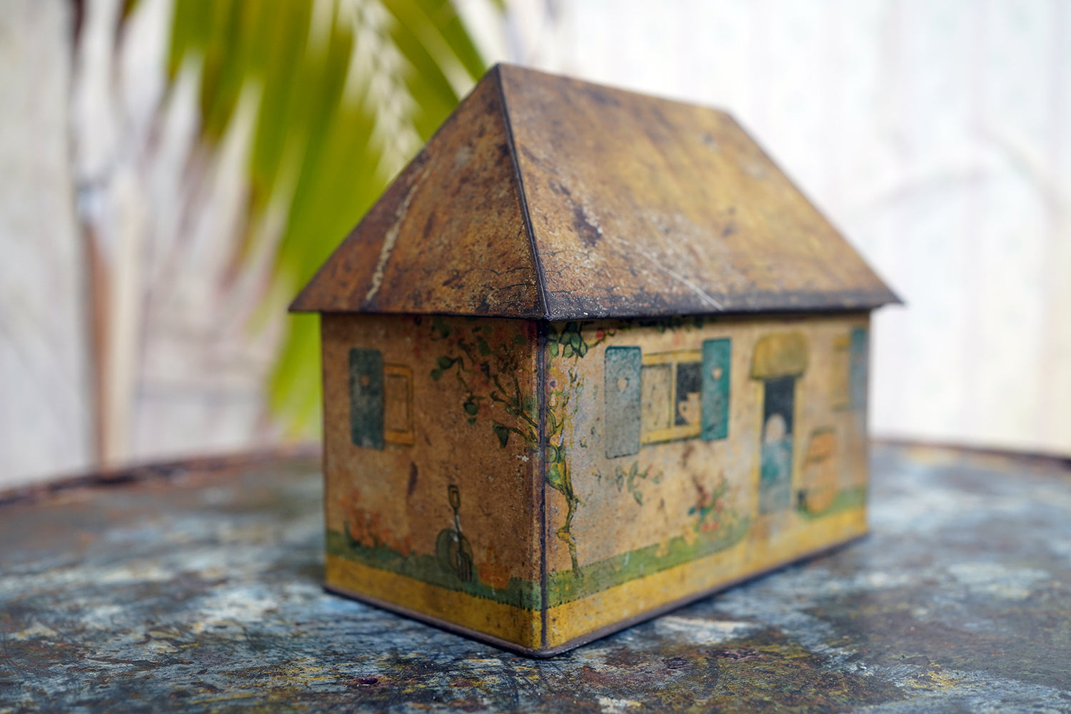 A Charming c.1930s Crawford & Sons Ltd Tin Biscuit Barrel Money Box; 'Bicky House' by Mabel Lucie Attwell