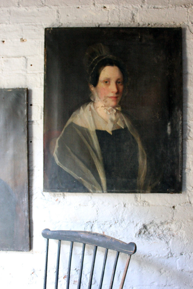 A Good Pair of c.1840s English School Provincial Oil on Canvas Portraits of a Gentleman & His Wife
