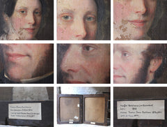 A Good Pair of c.1840s English School Provincial Oil on Canvas Portraits of a Gentleman & His Wife