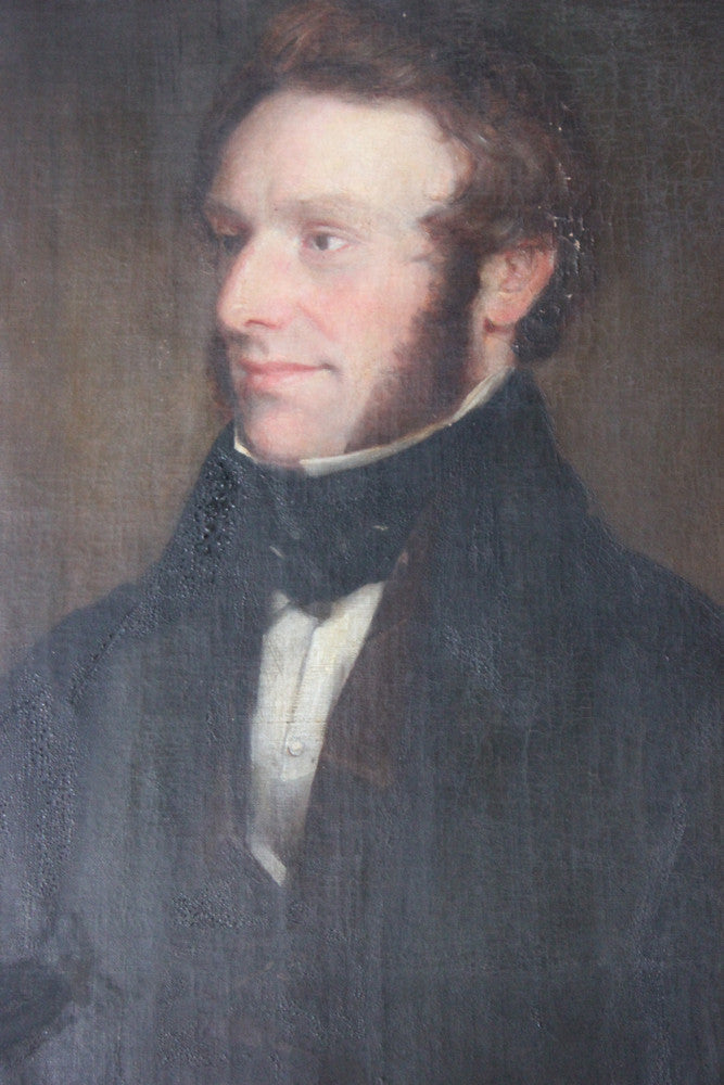 A Good Pair of c.1840s English School Provincial Oil on Canvas Portraits of a Gentleman & His Wife