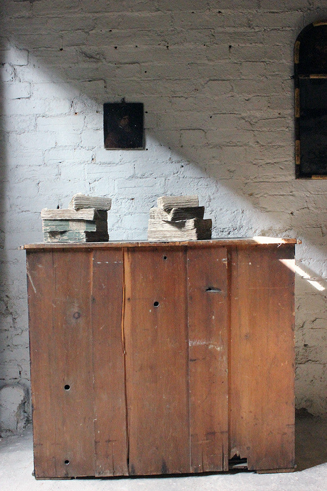 A Decorative c.1900 Black Painted Pine Chest of Drawers
