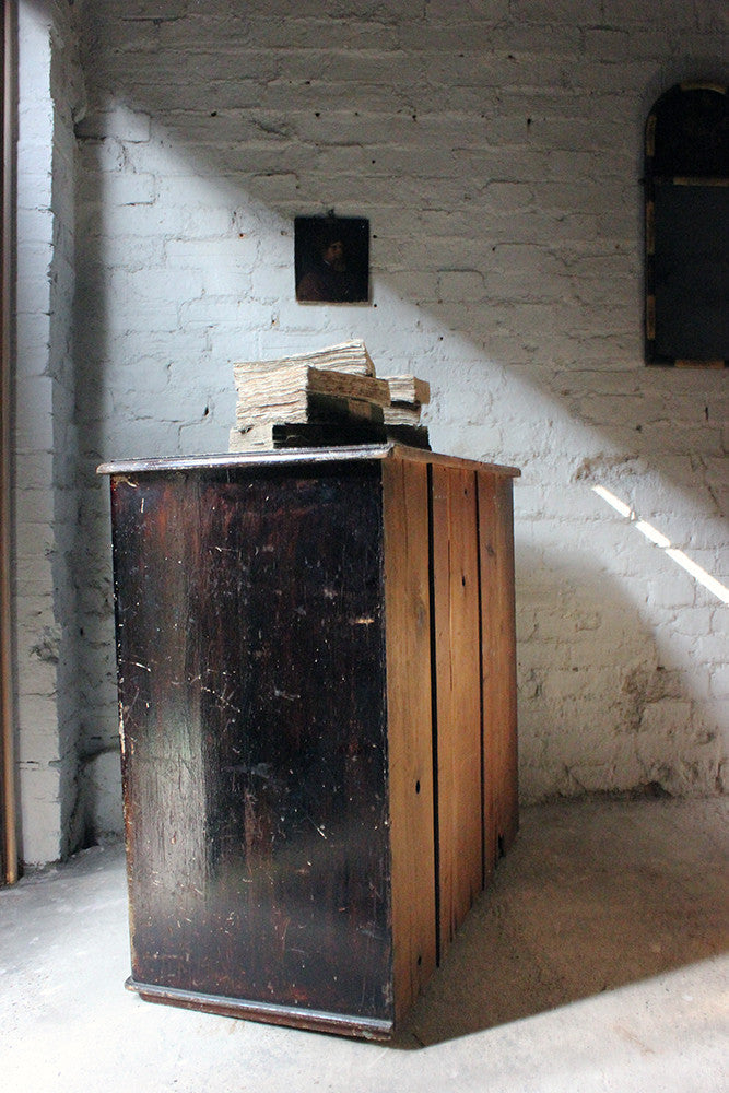 A Decorative c.1900 Black Painted Pine Chest of Drawers