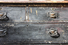A Decorative c.1900 Black Painted Pine Chest of Drawers