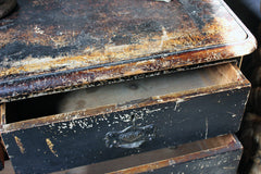 A Decorative c.1900 Black Painted Pine Chest of Drawers
