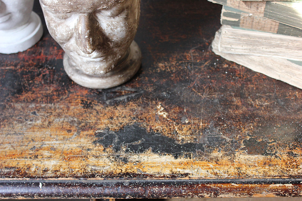 A Decorative c.1900 Black Painted Pine Chest of Drawers
