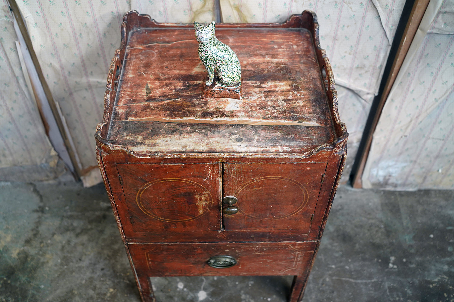 A George III Painted Pine Bedside Commode c.1780