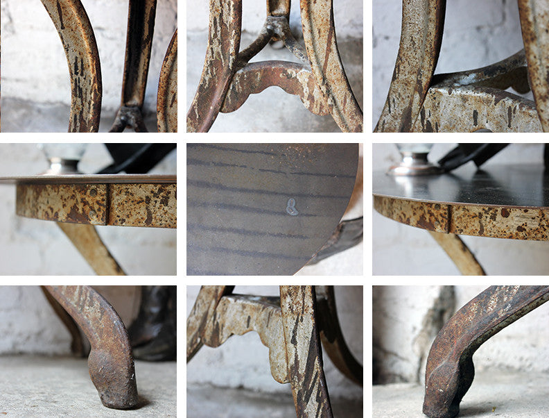 A Good Early 20thC French Cast Iron Industrial Bistro Table