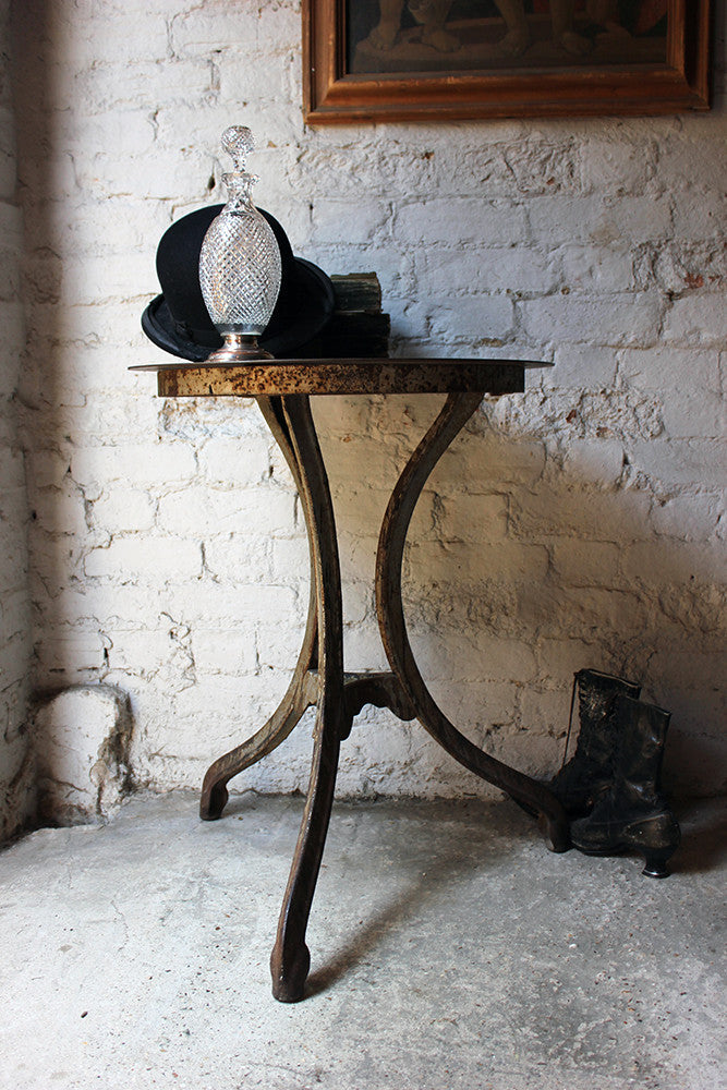 A Good Early 20thC French Cast Iron Industrial Bistro Table