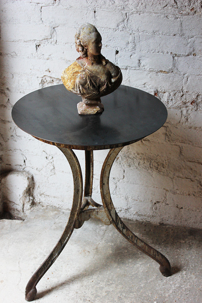 A Good Early 20thC French Cast Iron Industrial Bistro Table