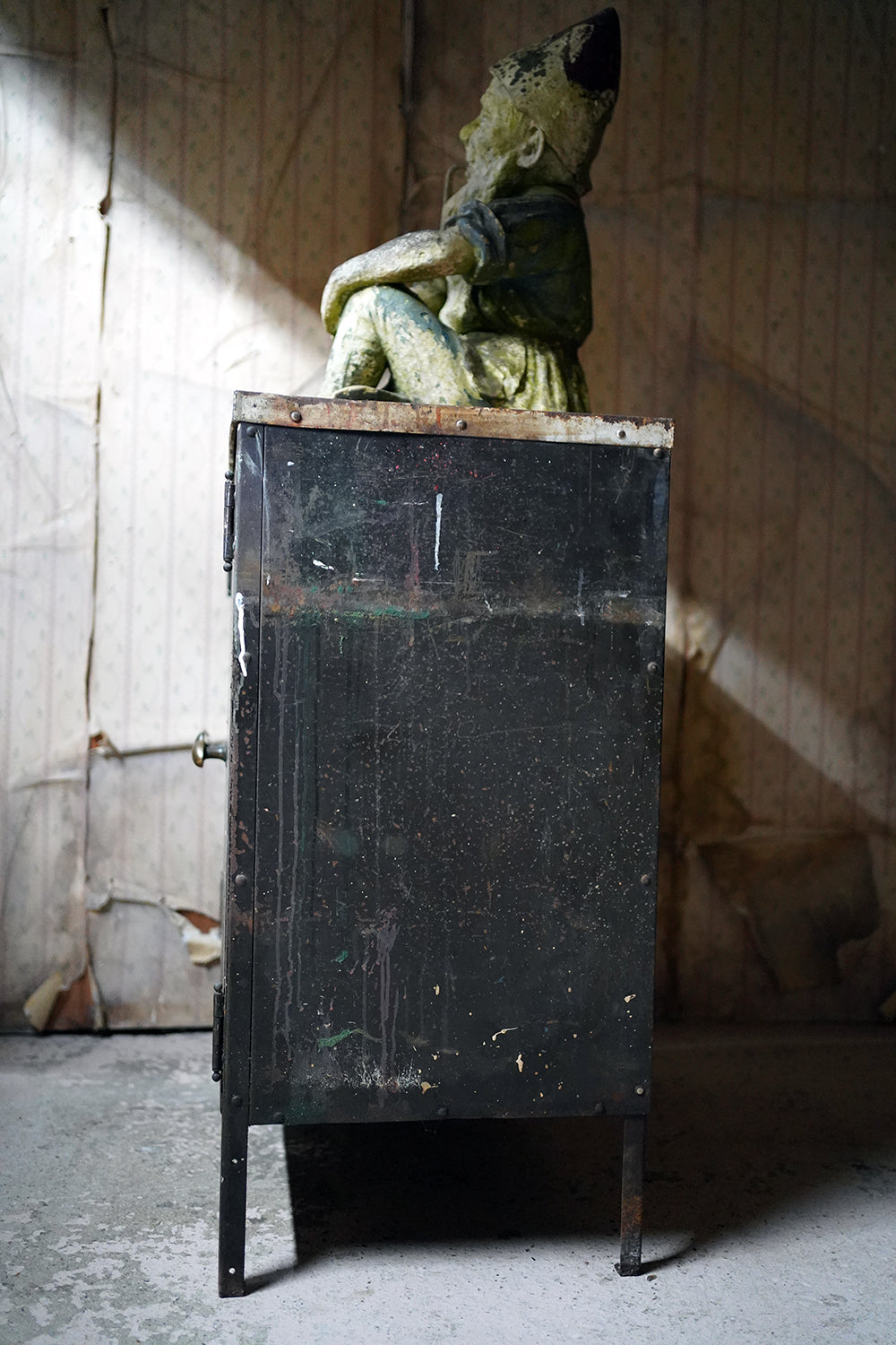 A Black Painted Steel Industrial Factory Side Cabinet c.1940-60