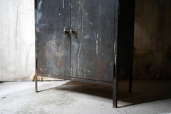 A Black Painted Steel Industrial Factory Side Cabinet c.1940-60
