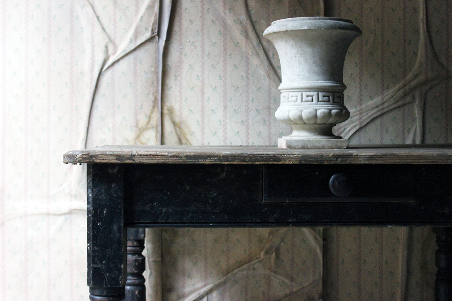 A Decorative Black Painted Victorian Farmhouse Pine Table c.1870