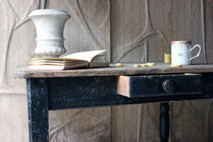 A Decorative Black Painted Victorian Farmhouse Pine Table c.1870