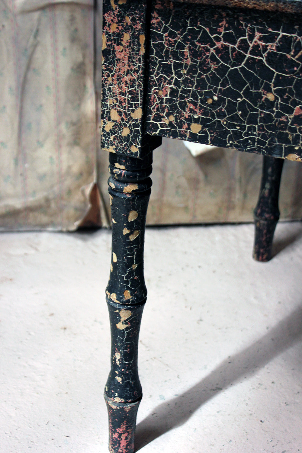 A Decorative Black Painted Occasional or Bedside Table c.1900