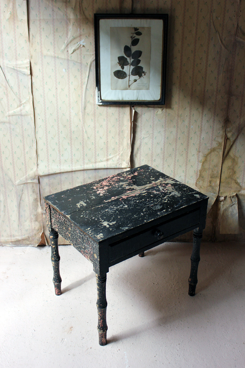 A Decorative Black Painted Occasional or Bedside Table c.1900