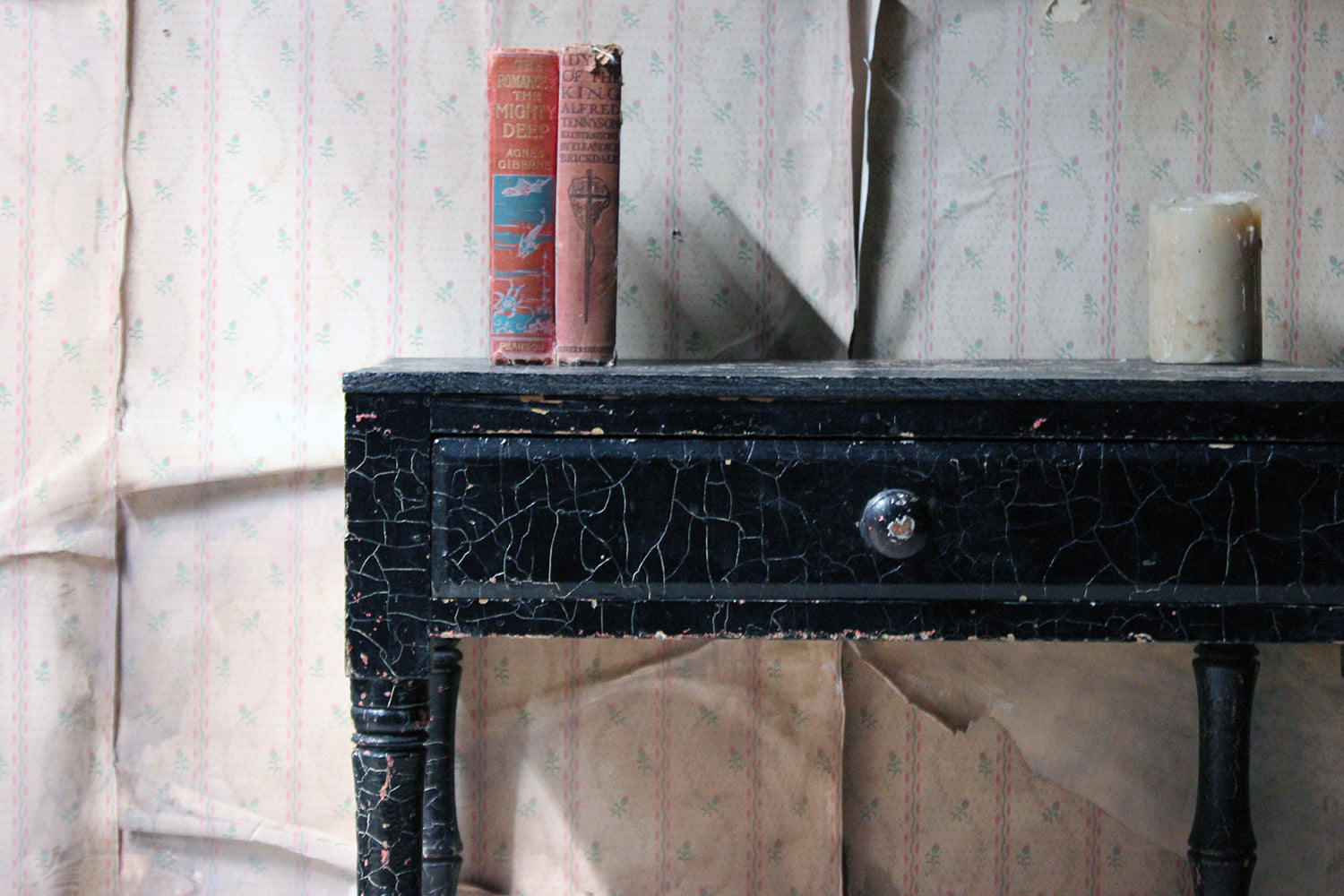 A Decorative Black Painted Occasional or Bedside Table c.1900