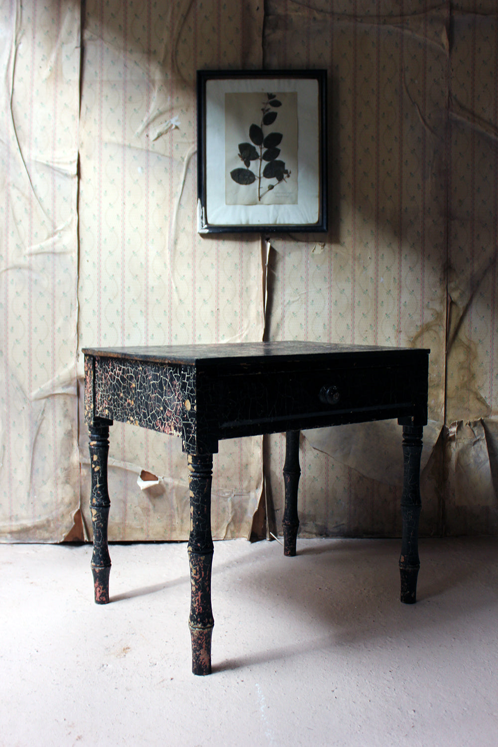 A Decorative Black Painted Occasional or Bedside Table c.1900