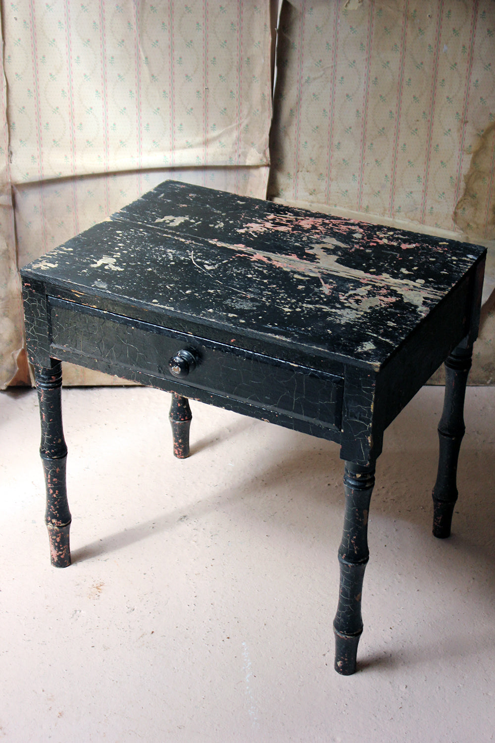 A Decorative Black Painted Occasional or Bedside Table c.1900