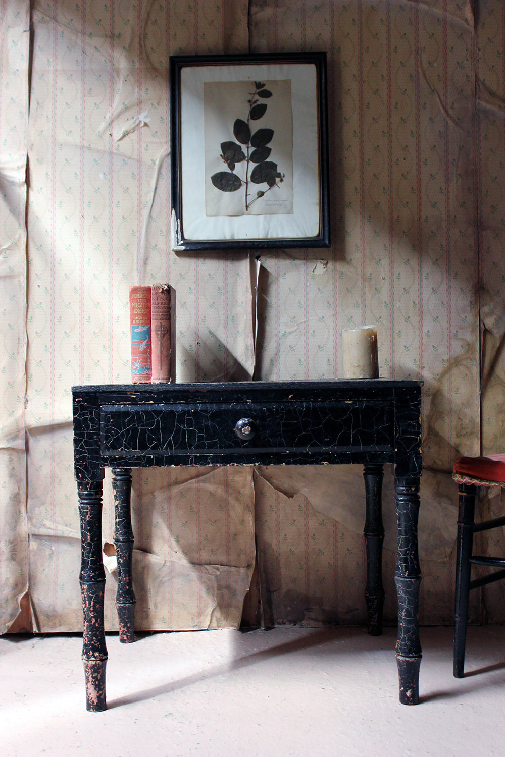 A Decorative Black Painted Occasional or Bedside Table c.1900